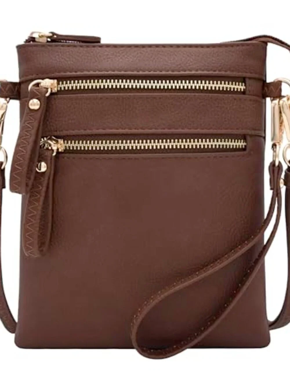 Small Crossbody Bag with Multi Zip Pockets, Detachable Wristlet, Lightweight
